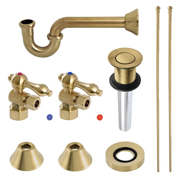 Plumbing Sink Trim Kit with PTrap and Drain, Brushed Brass